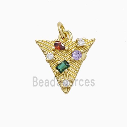 Copper Triangle Pendant Pave Zirconia Gold Plated