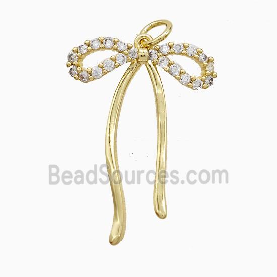 Copper Bowknot Pendant Pave Zirconia Gold Plated