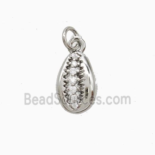 Copper Conch Shell Pendant Pave Zirconia Platinum Plated