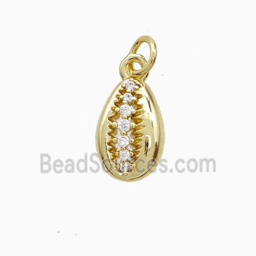 Copper Conch Shell Pendant Pave Zirconia Gold Plated