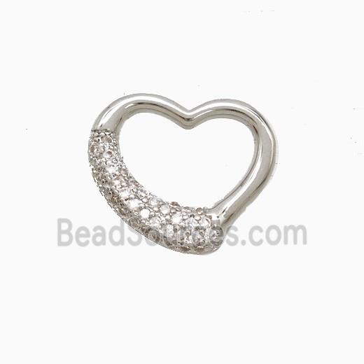 Copper Heart Pendant Pave Zirconia Platinum Plated