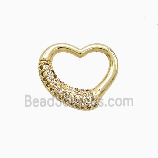 Copper Heart Pendant Pave Zirconia Gold Plated