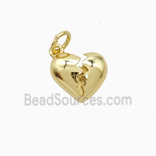 Broken Heart Charms Copper Pendant Gold Plated
