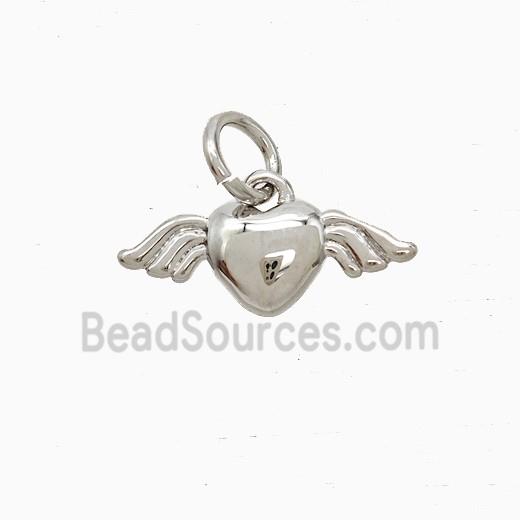 Copper Heart Angel Wings Pendant Platinum Plated
