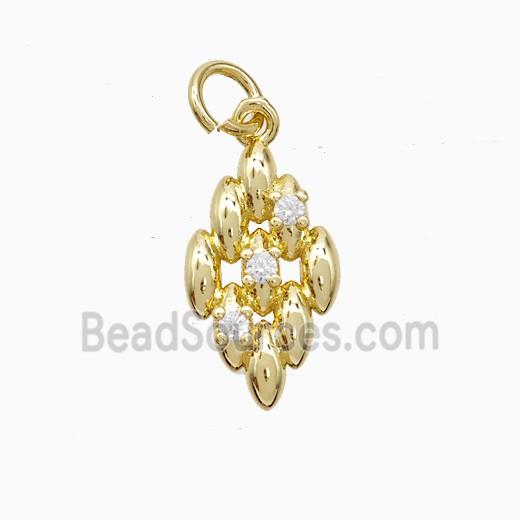 Copper Rhombus Pendant Pave Zirconia Gold Plated