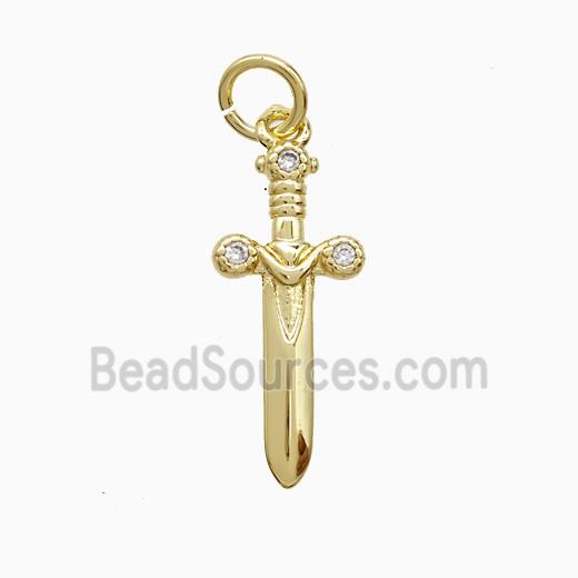 Copper Ankh Sword Pendant Pave Zirconia Gold Plated