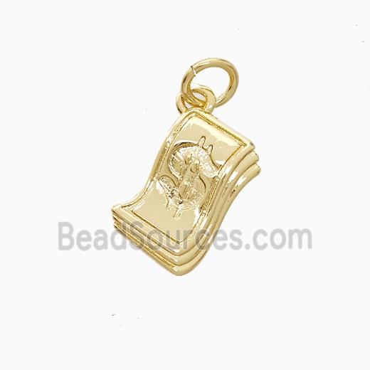 Money Dollar Charms Copper Pendant Gold Plated