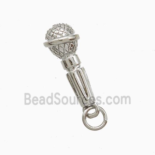 Copper Microphone Pendant Platinum Plated