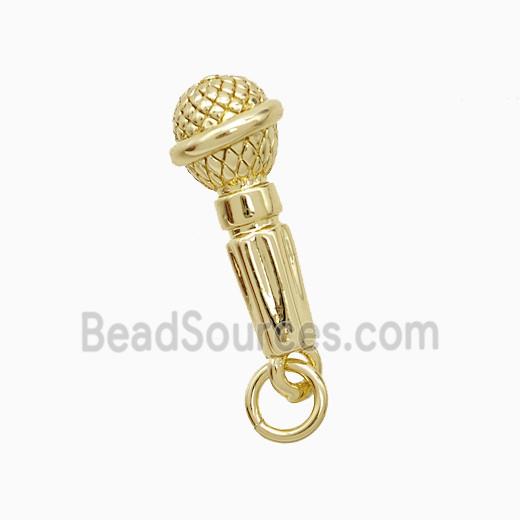 Copper Microphone Pendant Gold Plated