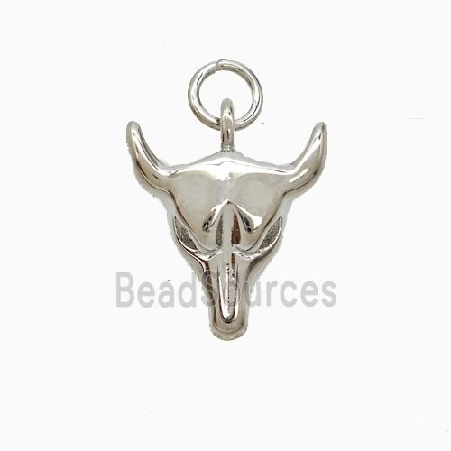 Copper Bullhead Pendant Platinum Plated