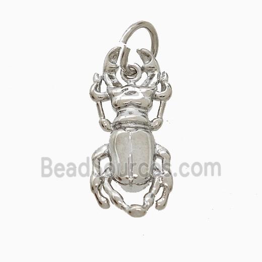 Copper Beetle Pendant Platinum Plated