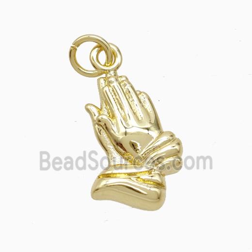 Copper Prayer Hand Pendant Gold Plated