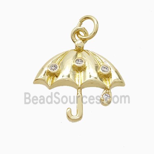 Copper Umbrella Pendant Pave Zirconia Gold Plated