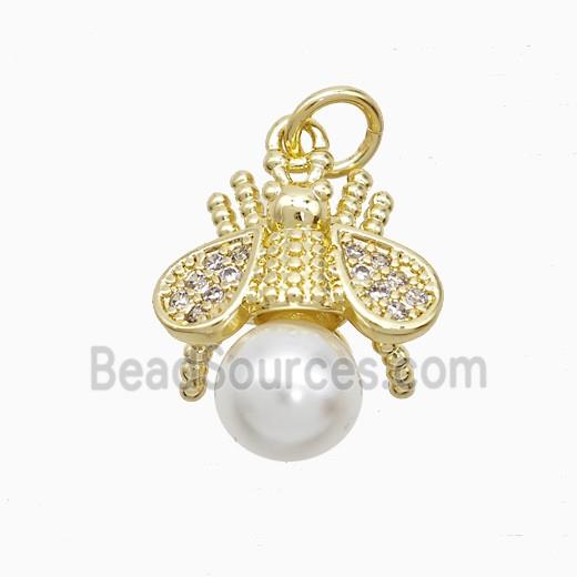 Copper Honeybee Pendant Pave Resin Gold Plated