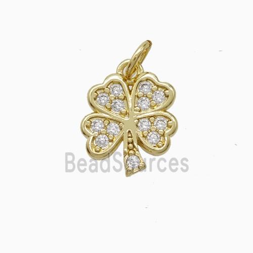 Copper Clover Pendant Pave Zirconia Gold Plated