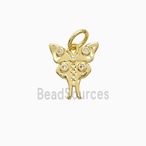 Copper Butterfly Pendant Pave Zirconia Gold Plated