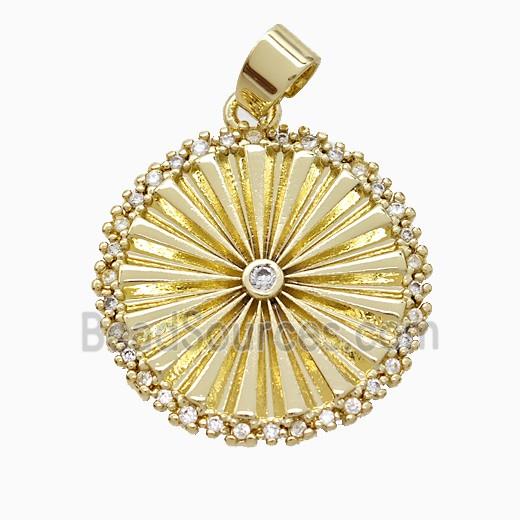 Copper Sun PEndant Pave Zirconia Gold Plated