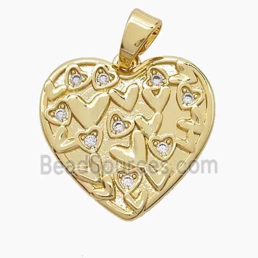 Copper Heart Pendant Pave Zirconia Gold Plated