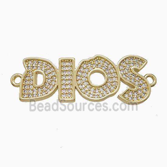 Copper DIOS Connector Pave Zirconia Gold Plated