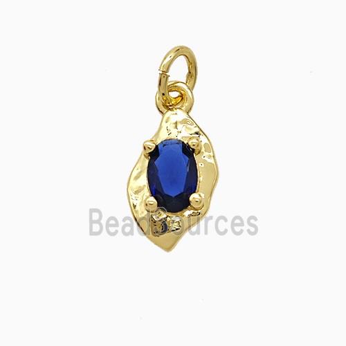 Copper Leaf Pendant Pave Crystal Glass Gold Plated
