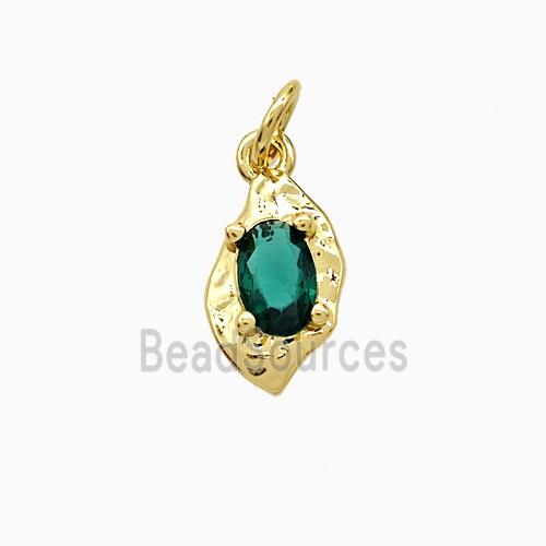 Copper Leaf Pendant Pave Crystal Glass Gold Plated