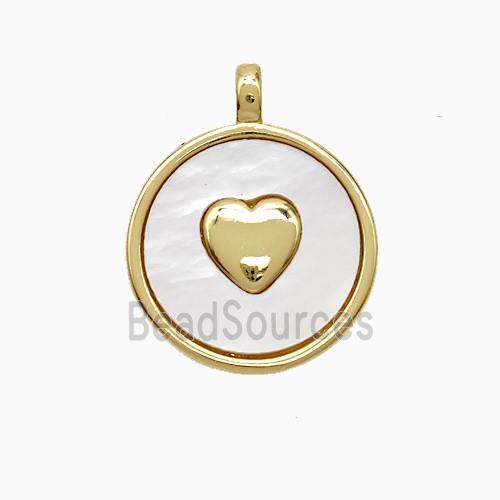 Copper Volleyball Pendant Pave Shell Heart Gold Plated