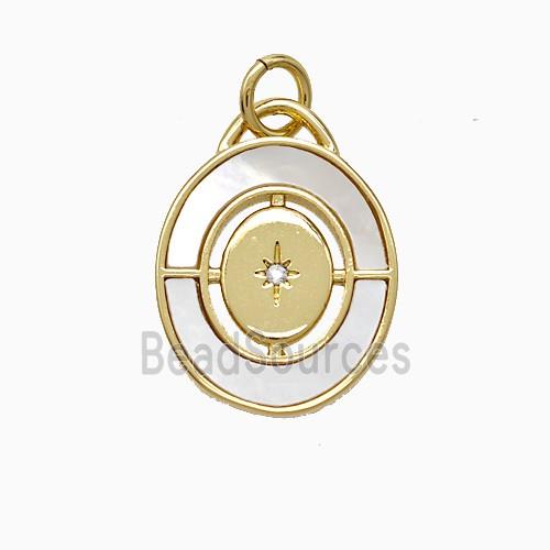 Copper Star Pendant Pave Shell Oval Gold Plated