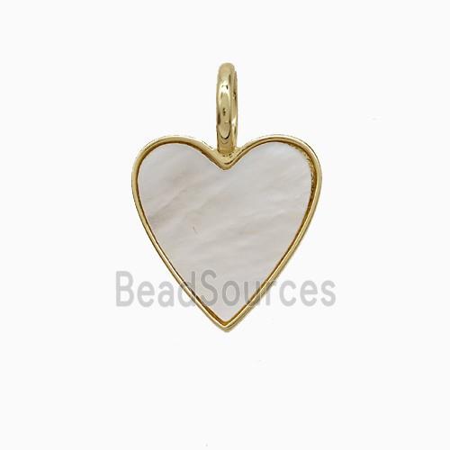Copper Heart Pendant Pave Shell Gold Plated
