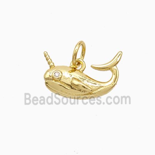 Copper Dolphin Pendant Pave Zirconia Gold Plated