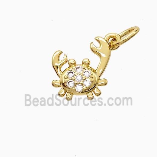 Copper Crab Pendant Pave Zirconia Gold Plated