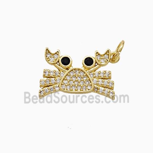 Copper Crab Pendant Pave Zirconia Gold Plated