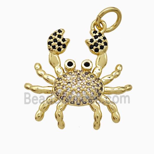 Copper Crab Pendant Pave Zirconia Gold Plated