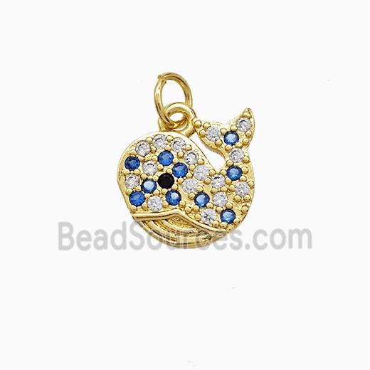 Copper Dolphin Pendant Pave Zirconia Gold Plated