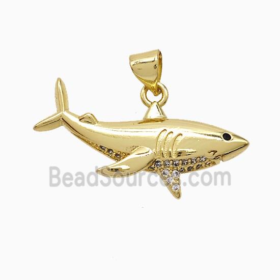 Copper Shark Pendant Pave Zirconia Gold Plated