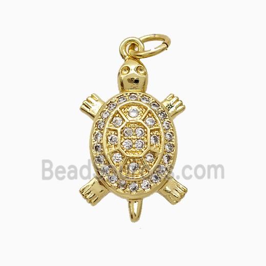 Copper Tortoise Pendant Pave Zirconia Gold Plated