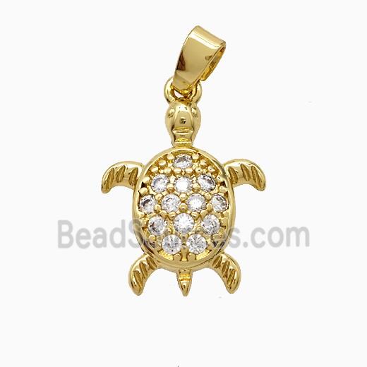 Copper Tortoise Pendant Pave Zirconia Gold Plated