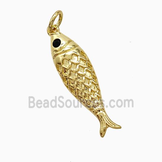 Copper Fish Pendant Pave Zirconia Gold Plated