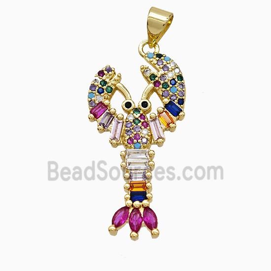 Copper Crab Pendant Pave Zirconia Gold Plated