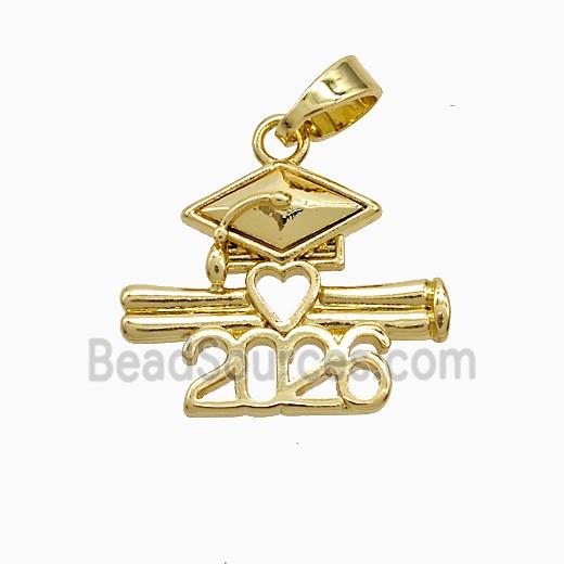 Class Of 2026 Graduation Diploma Pendant Copper Gold Plated