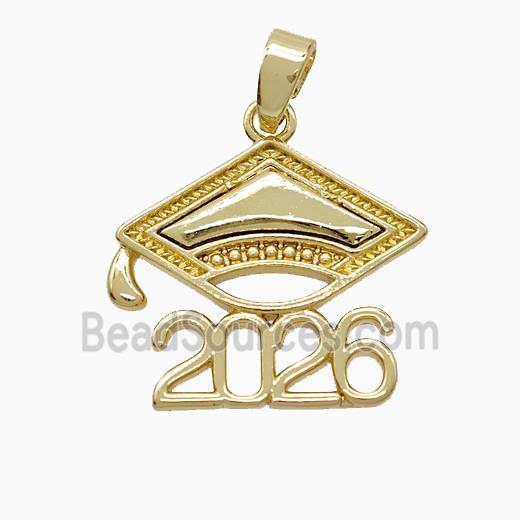 Class Of 2026 Graduation Cap Pendant Copper Gold Plated