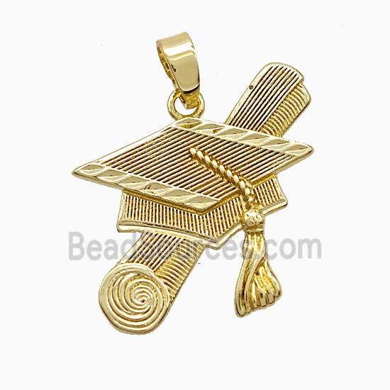 Copper Graduation Cap Pendant Gold Plated