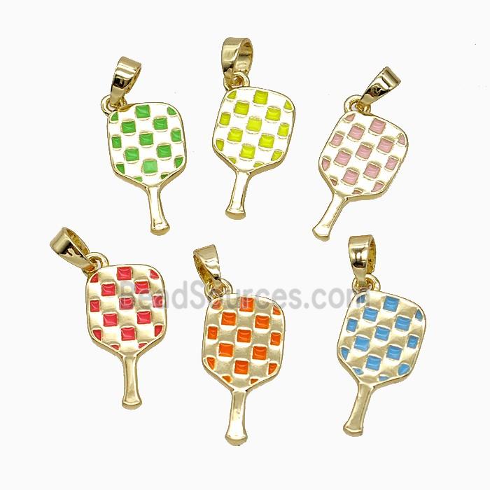 Copper Pickleball Paddle Pendant Enamel Sports Gold Plated Mixed
