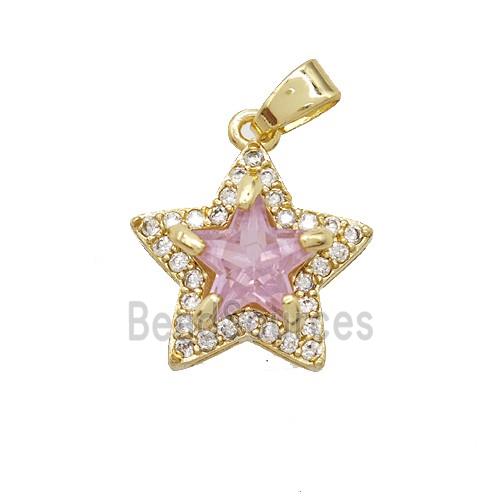 Copper Star Pendant Pave Zirconia Crystal Glass Gold Plated