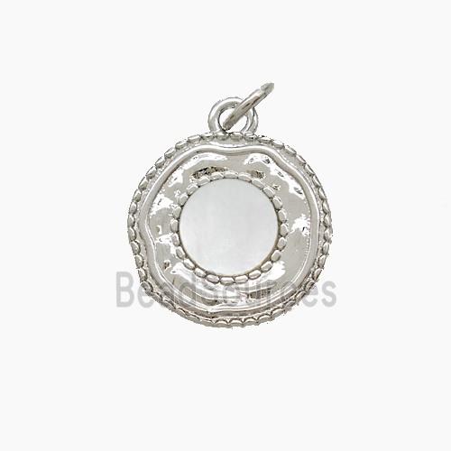 Copper Sun Pendant Pave Shell Platinum Plated