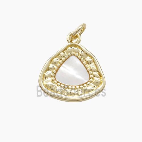 Copper Triangle Pendant Pave Shell Gold Plated