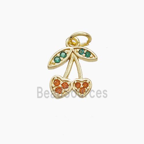 Copper Cherry Pendant Pave Zirconia Gold Plated