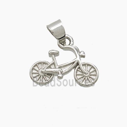 Copper Bicycle Pendant Platinum Plated