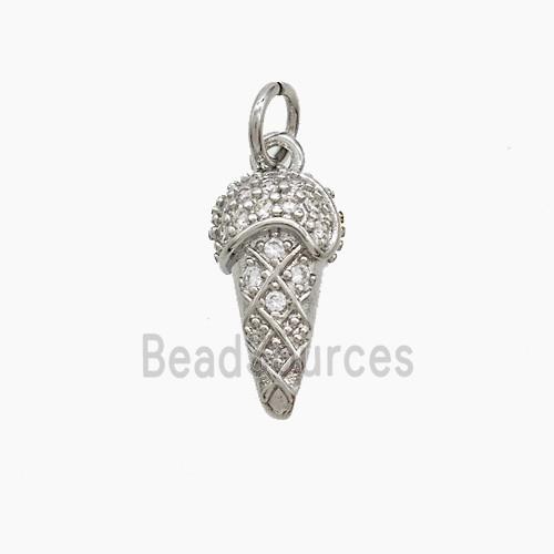 Copper Ice Cream Pendant Pave Zirconia Platinum Plated