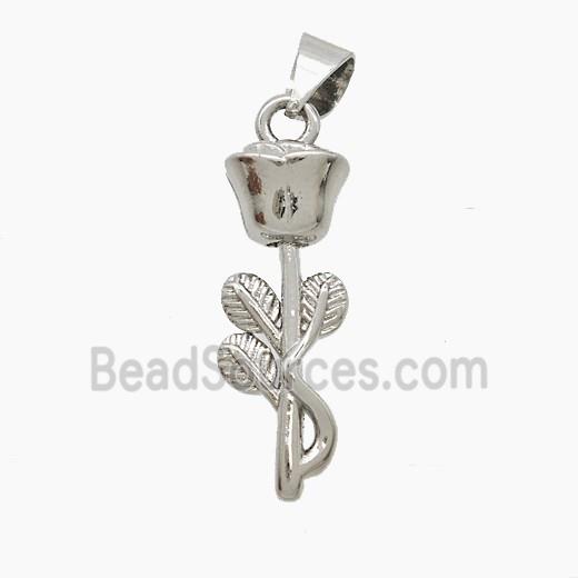 Copper Flower Pendant Platinum Plated
