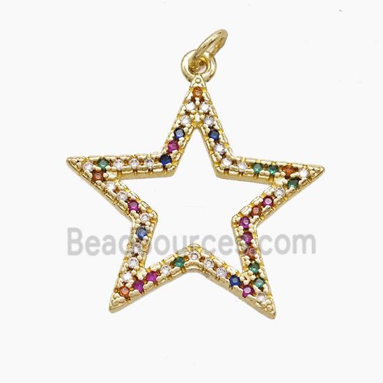 Copper Star Pendant Pave Zirconia Gold Plated